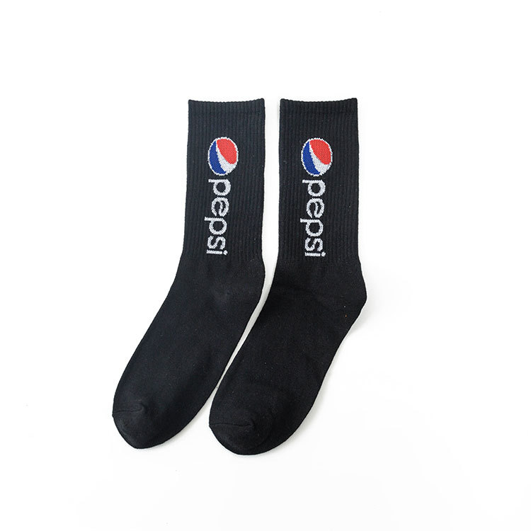 10 Pairs Tide Male Letters Ins Pepsi Wind Socks Cotton Sports Socks Crew Basketball Socks Bulk Wholesale